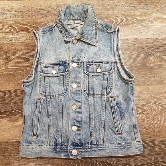 Tommy Hilfiger Jackets & Blazers - TOMMY HILFIGER Distressed Denim Jean Vest Vintage